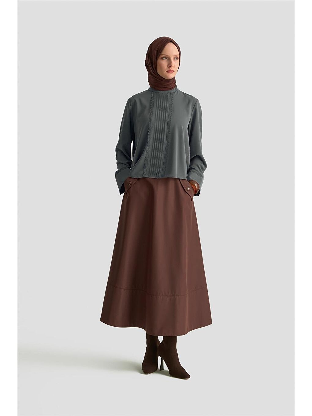 Nervürlü Bluz 25Kd1112 Antrasit-1