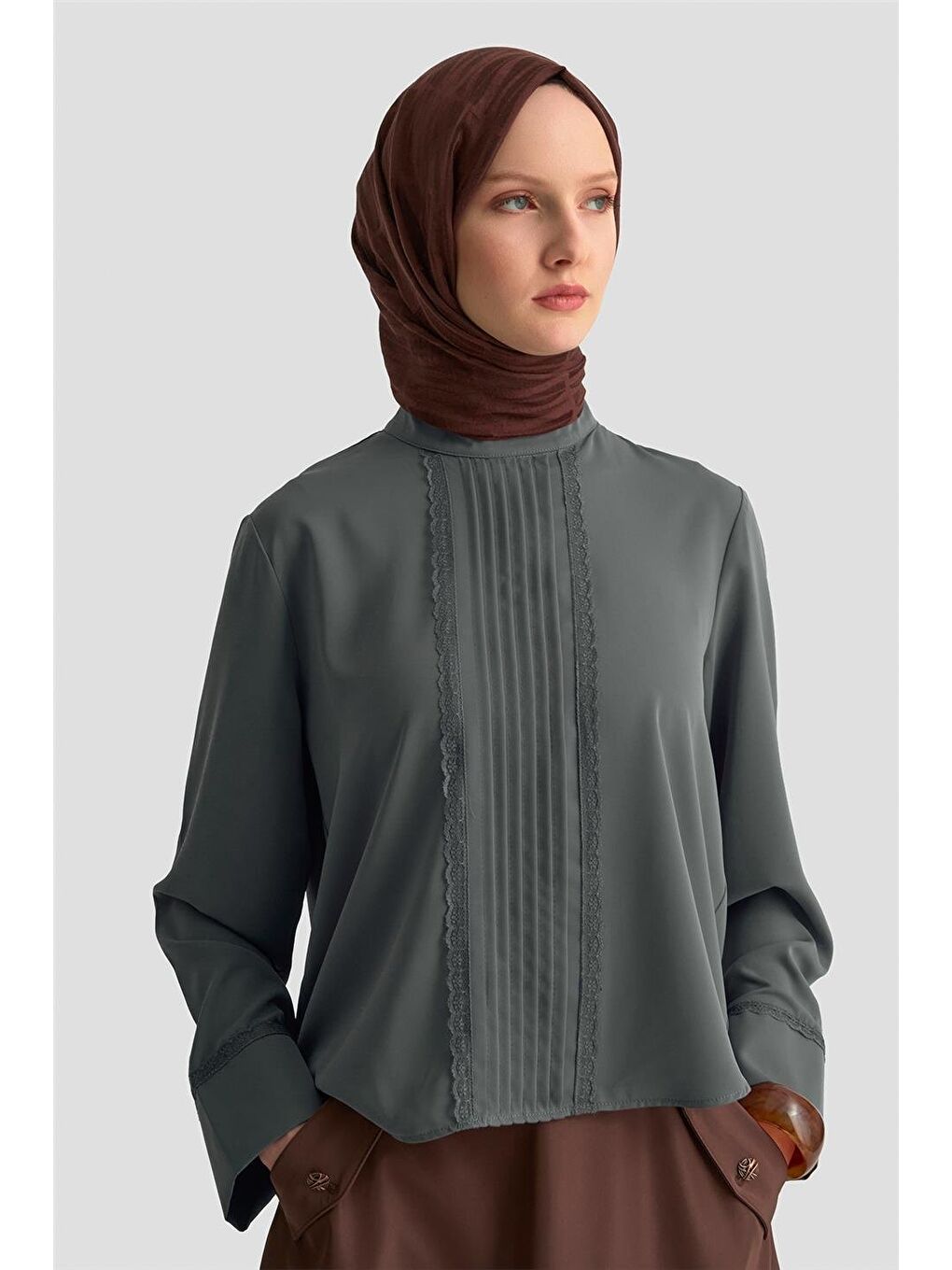 Nervürlü Bluz 25Kd1112 Antrasit-2