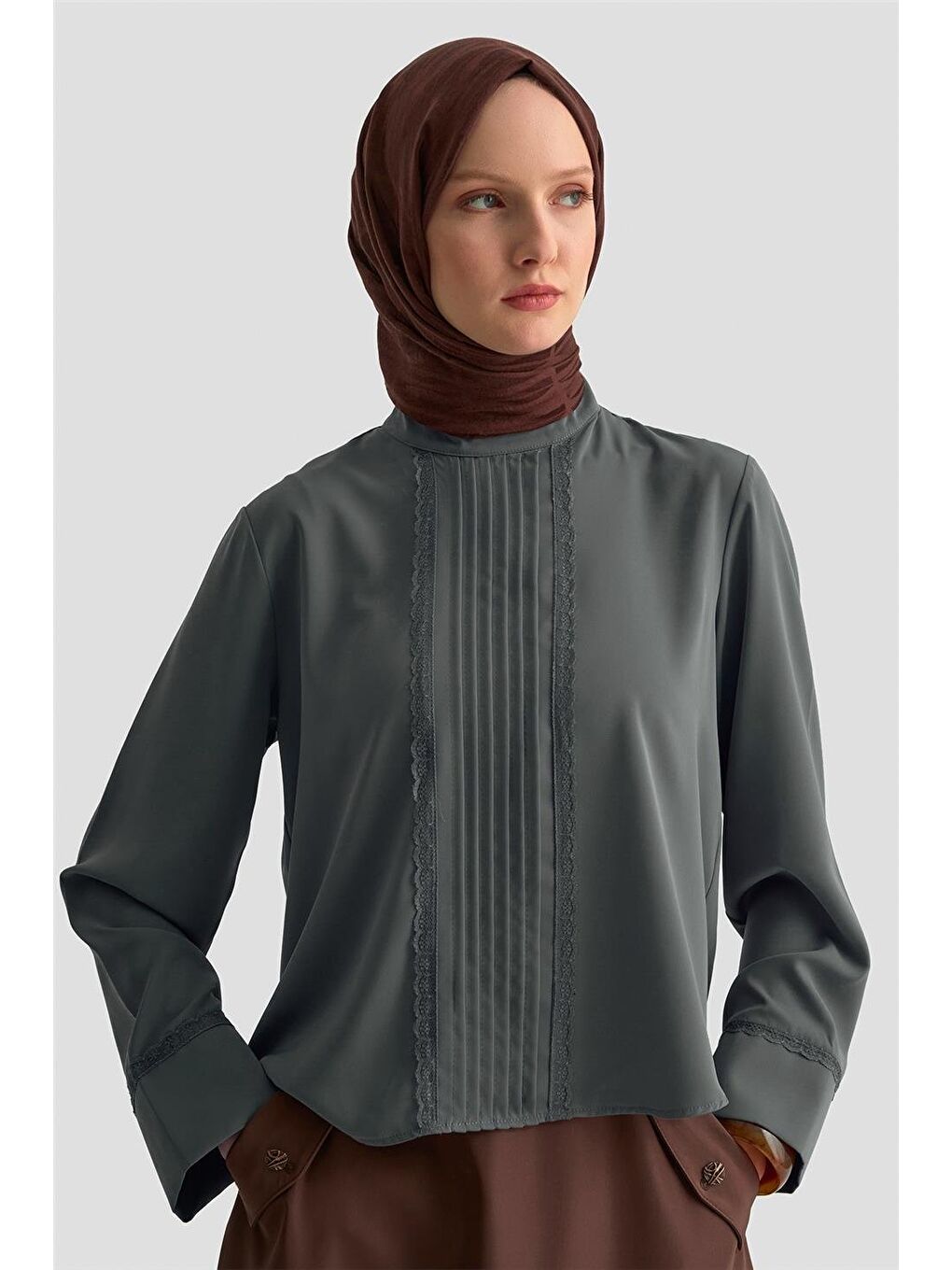 Nervürlü Bluz 25Kd1112 Antrasit-3