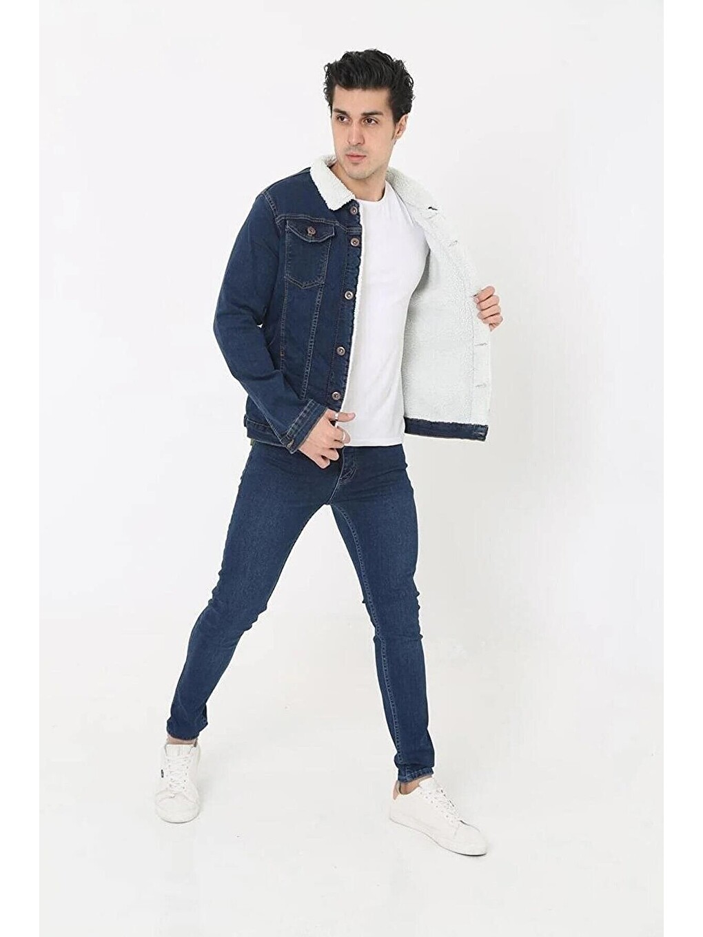 Mavi Erkek Içi Kürklü Jean Ceket-1