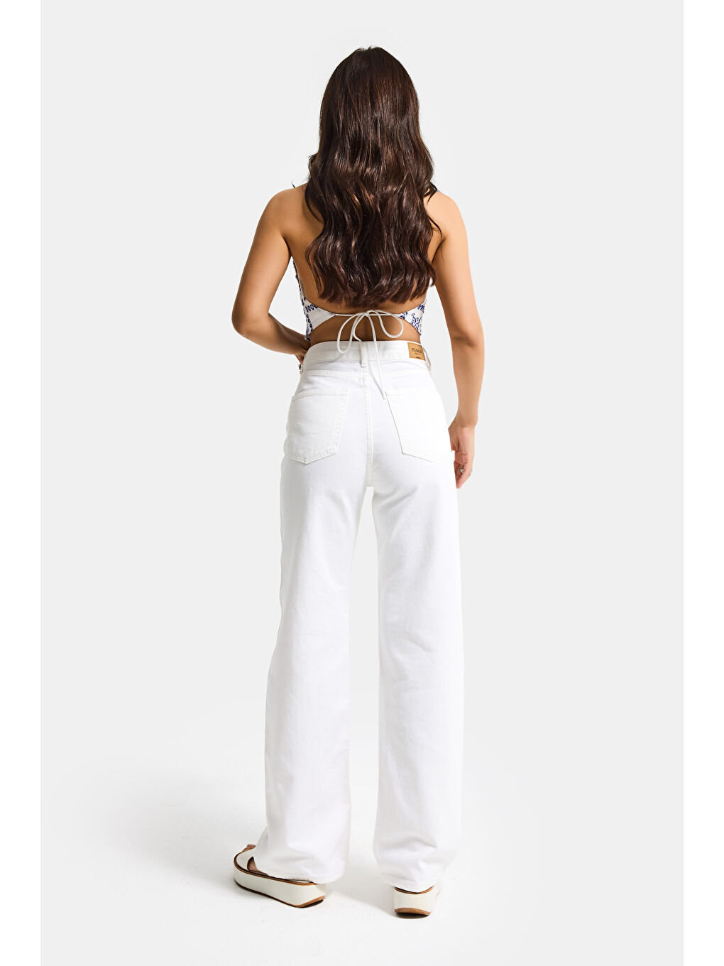 Kadın Kırık Beyaz Doris 7s6-101 Straight Fit Yüksek Bel %100 Pamuk Denim Jean-6