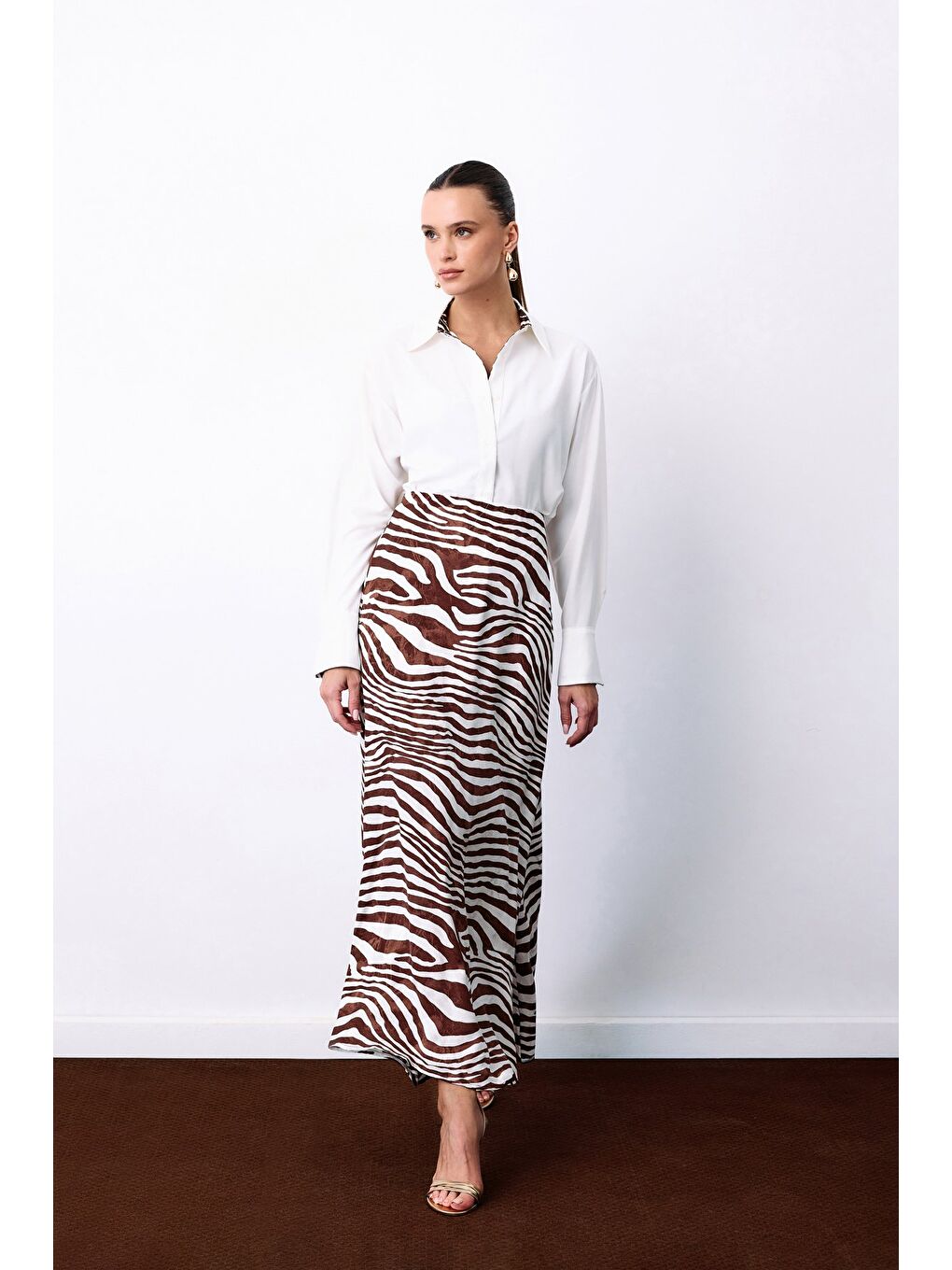 Kahverengi Zebra Desen Etek - Kahve-1