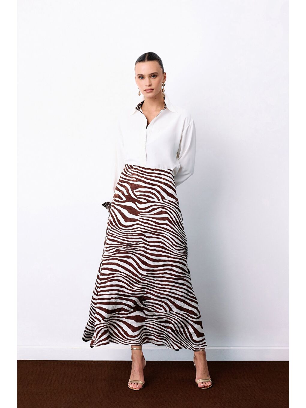 Kahverengi Zebra Desen Etek - Kahve-4