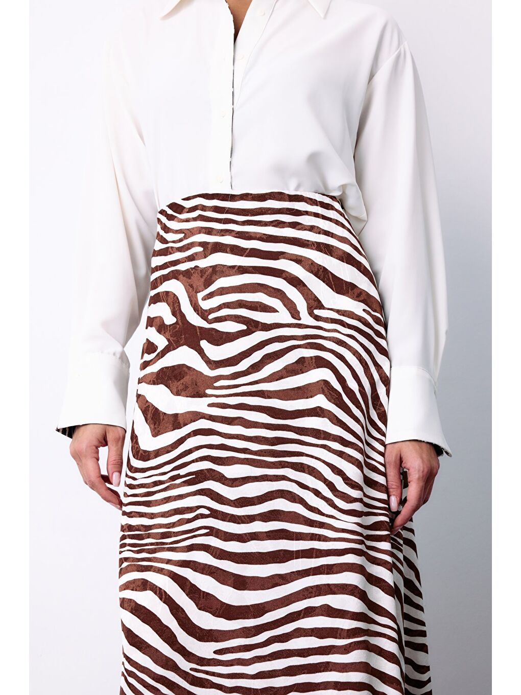 Kahverengi Zebra Desen Etek - Kahve-5