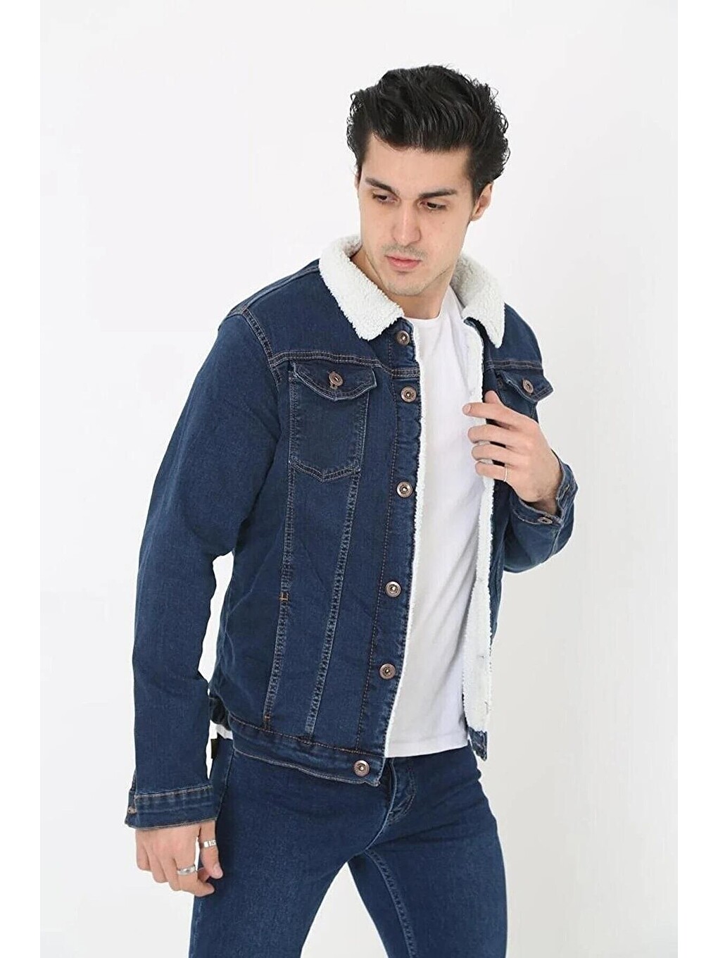 Mavi Erkek Içi Kürklü Jean Ceket-3