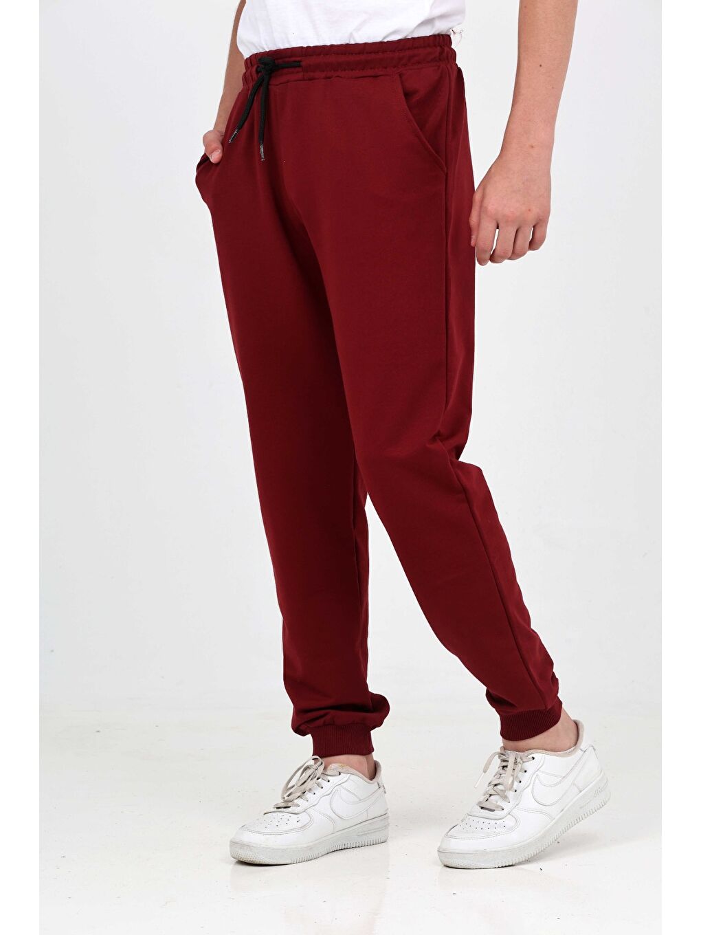 Bordo Erkek Çocuk Paçası Lastikli Eşofman Alt-1