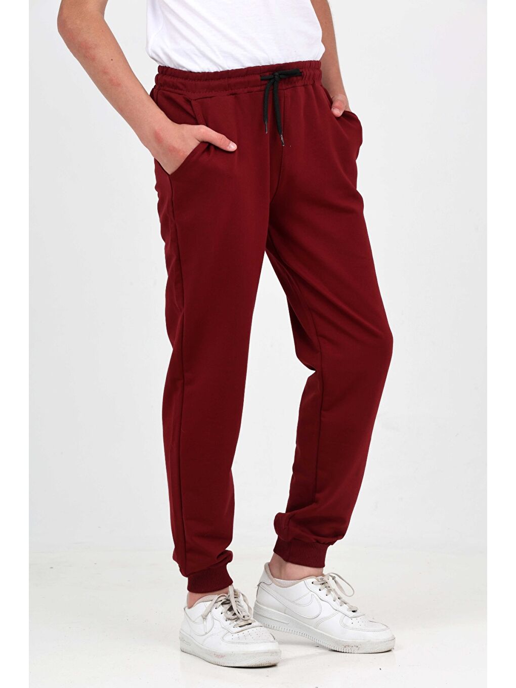 Bordo Erkek Çocuk Paçası Lastikli Eşofman Alt-2