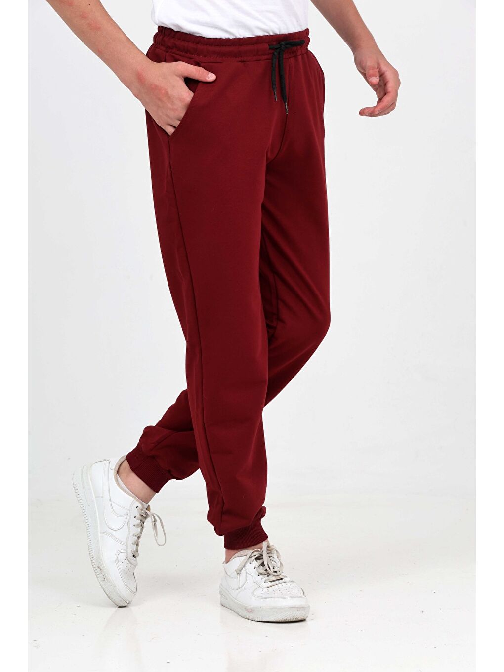 Bordo Erkek Çocuk Paçası Lastikli Eşofman Alt-4