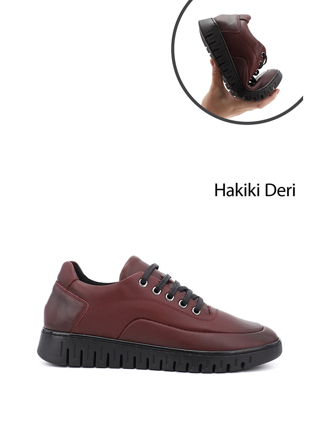 Bordo Kadın BORDO Bağcıklı Hakiki Deri Comfort Ayakkabı-2