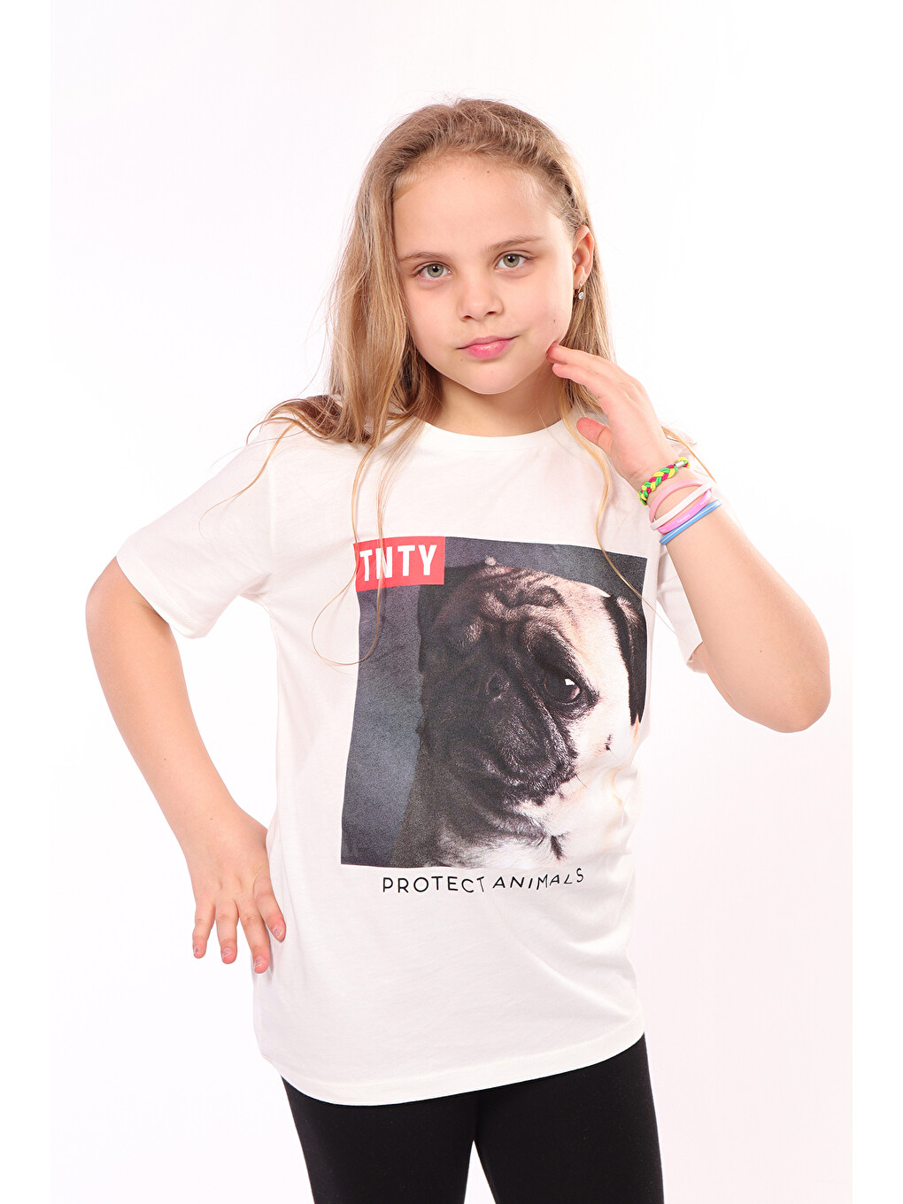Ekru Unisex Çocuk Önü Baskılı Tişört