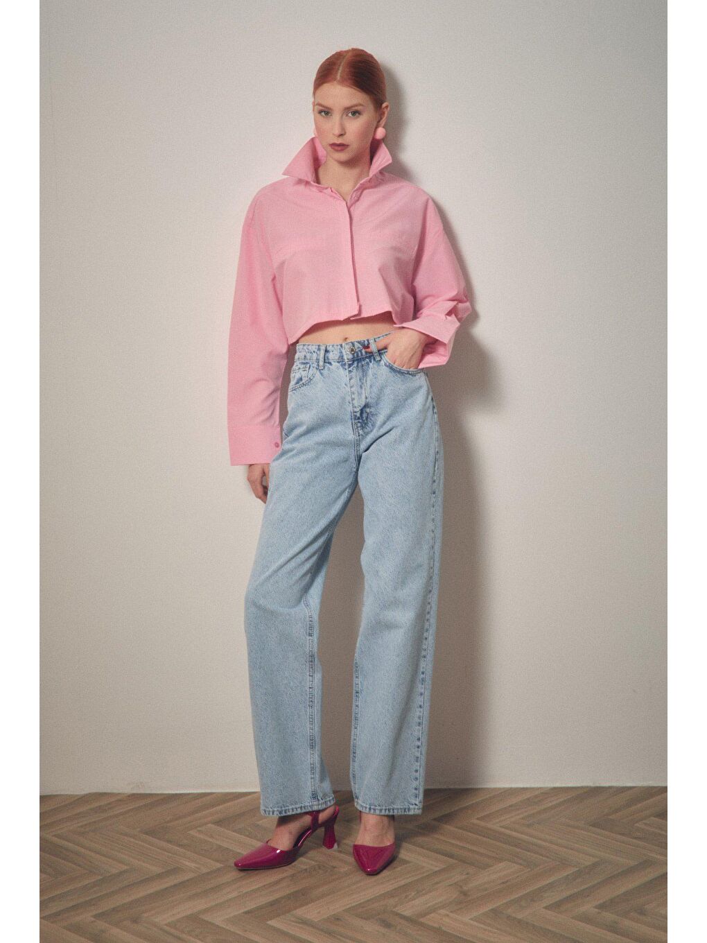 Mavi Yüksek Bel Palazzo Jean