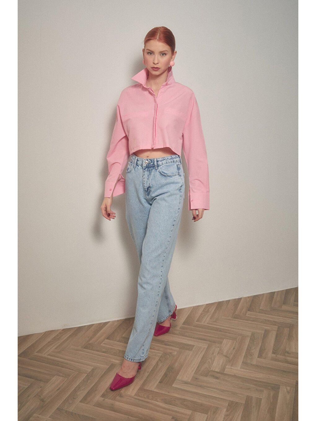 Mavi Yüksek Bel Palazzo Jean-1