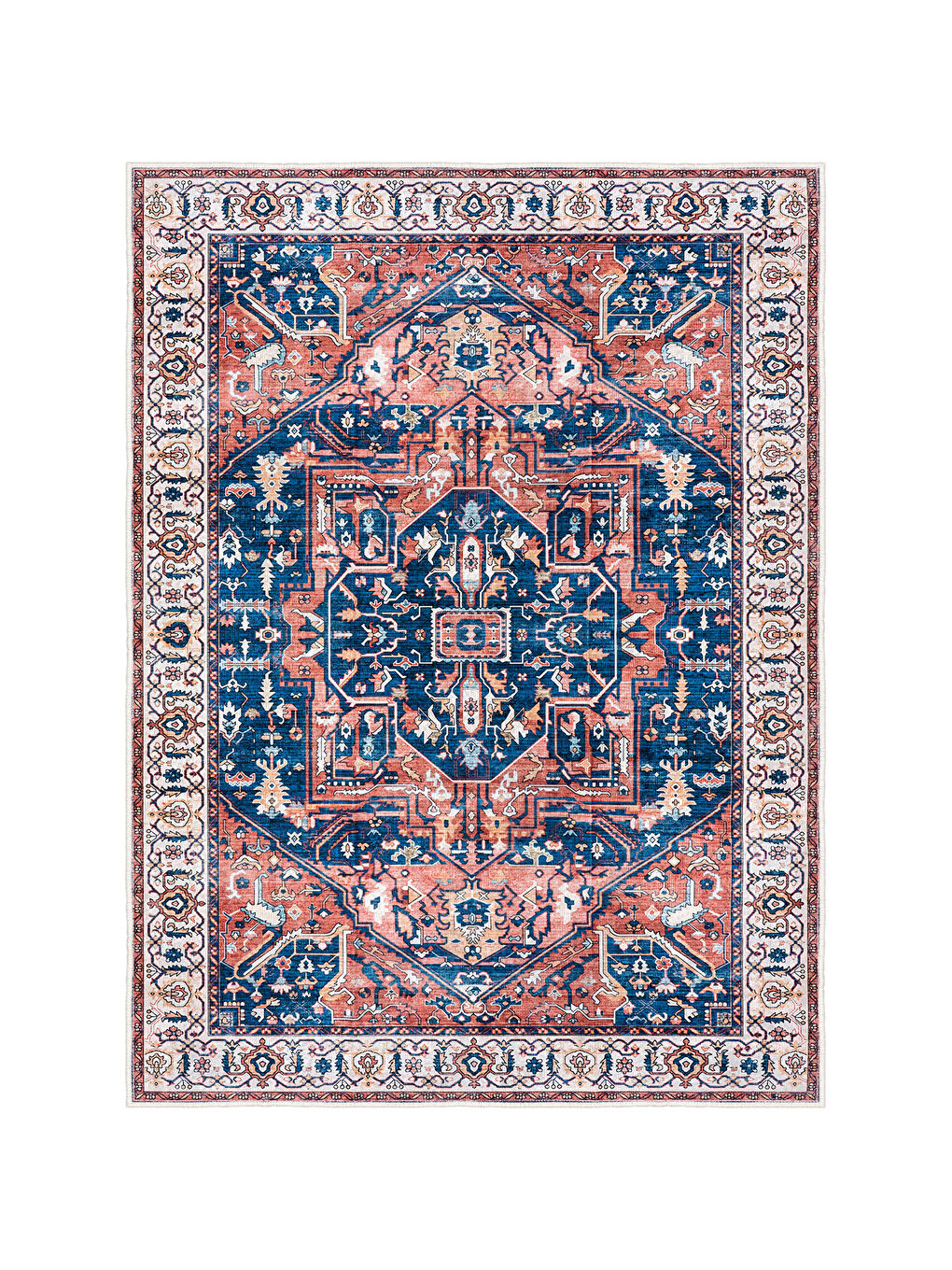 Mavi Dekoratif Özel Tasarım Yıkanabilir İnce Kaymaz Tabanlı Modern Halı KECE FR39