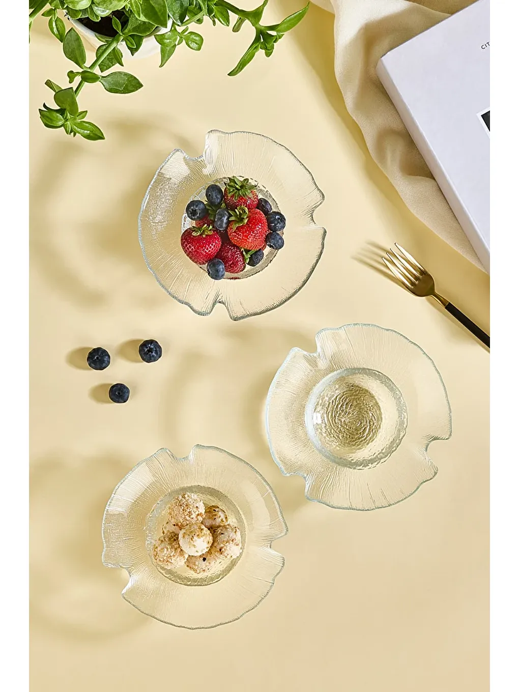 Renksiz Luciana Çerez,Meyve,Dondurma Kasesi Seti ve Sosluk - 3 Adet-2