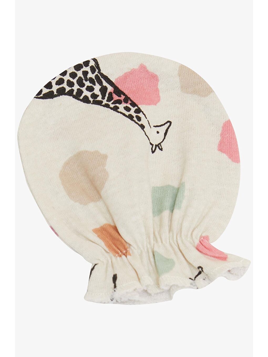 Yenidoğan Bebek Eldiven Zürafa Baskılı Ekru (7 X 9 Cm)-2