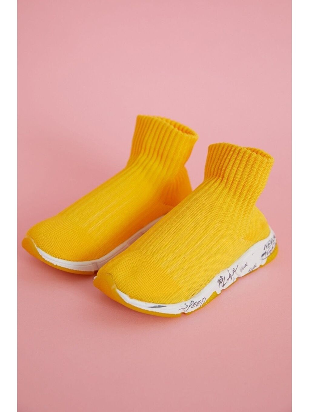 Derby Çorap Ayakkabı Sarı-1
