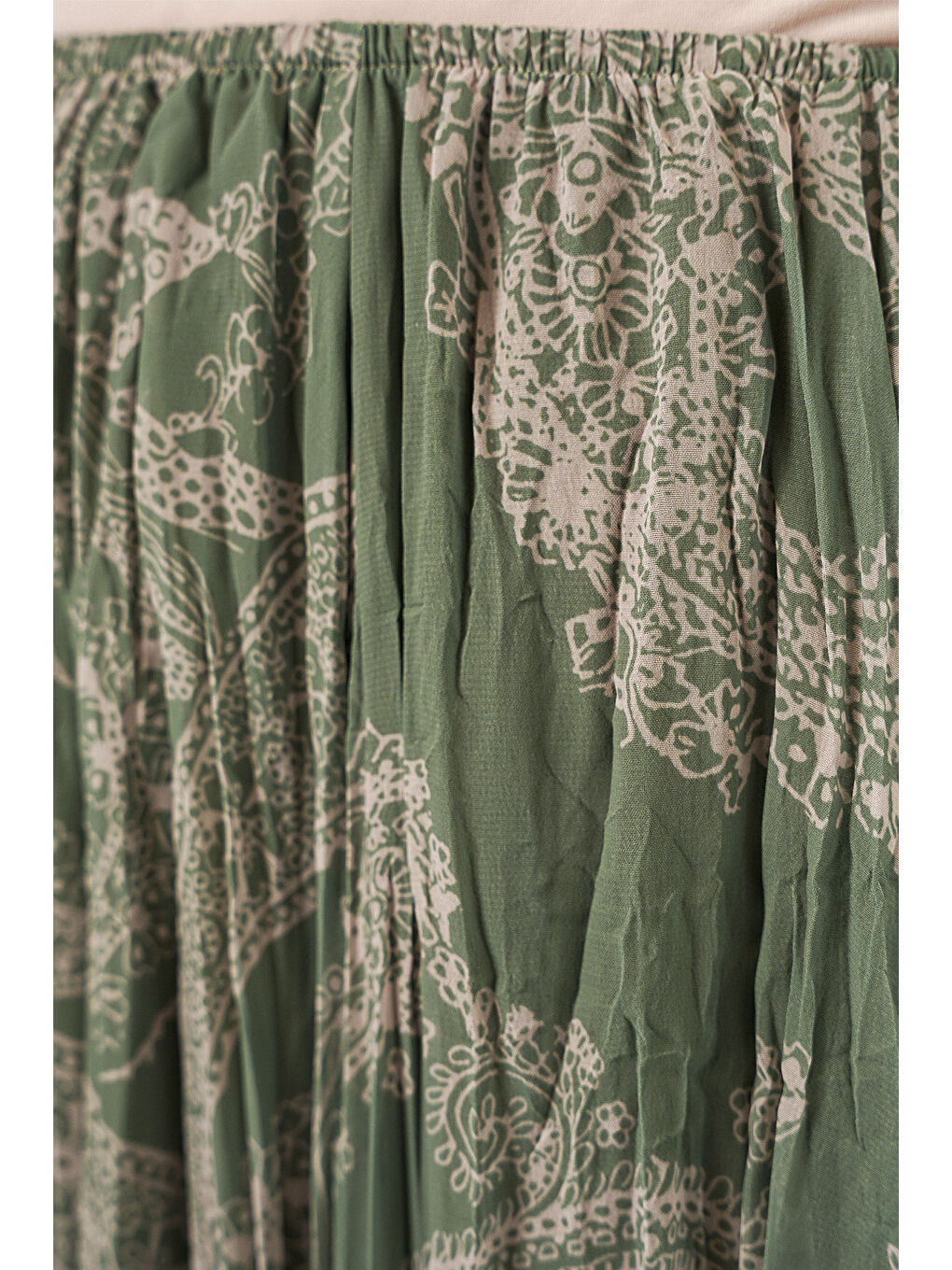 Yeşil Kadın Asimetrik Tül Şifon Etek 8061 - Çağla-4