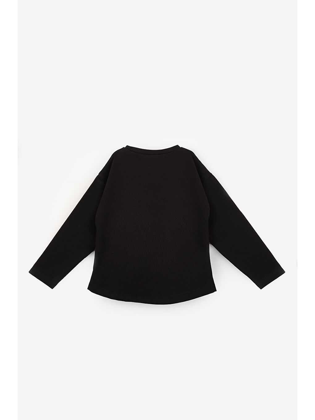 Siyah Sevimli Hayalet Baskılı Kız Çocuk Tişört-2