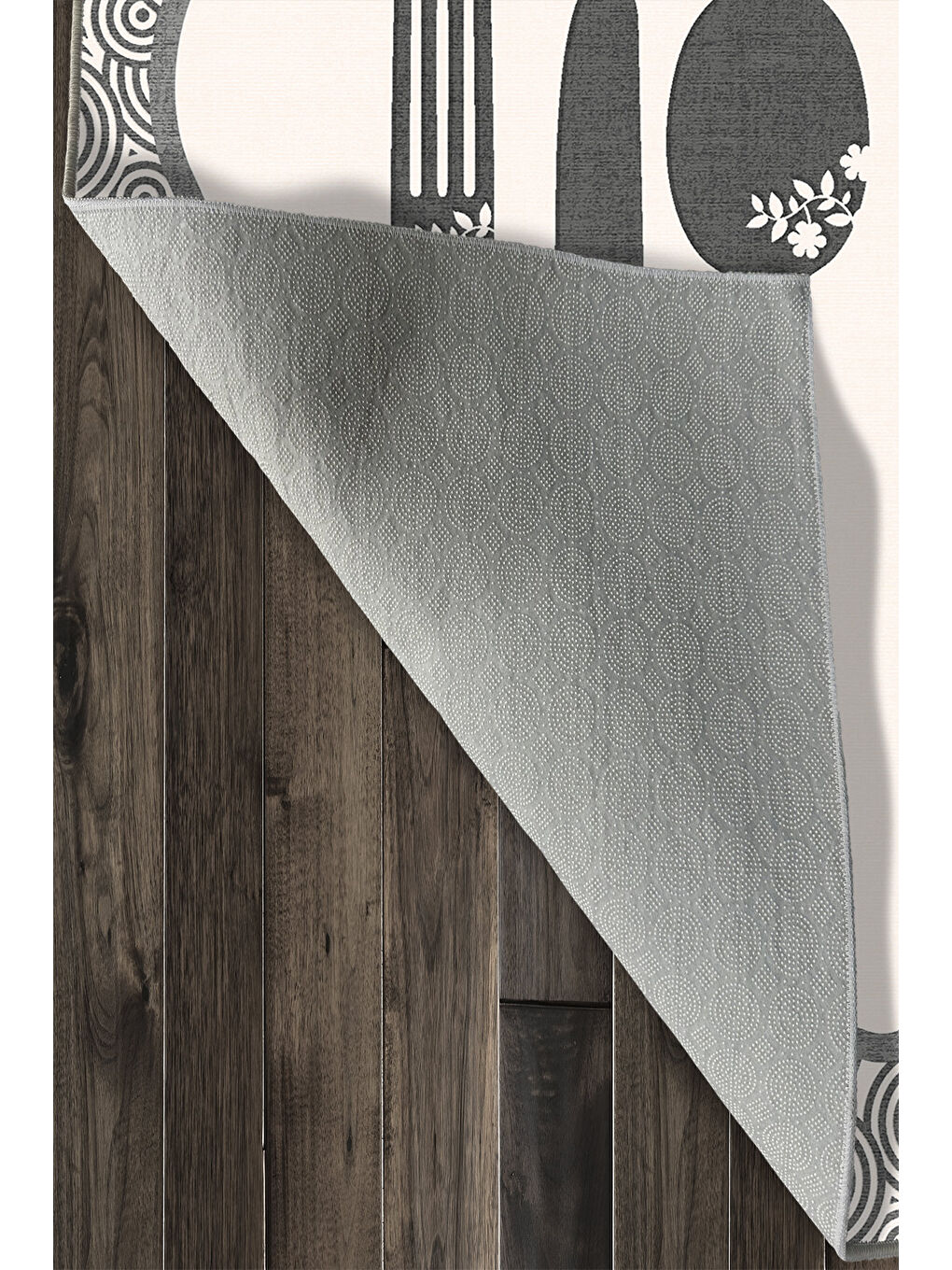 Gri Dekoratif Özel Tasarım Yıkanabilir İnce Kaymaz Tabanlı Modern Halı KECE FR42-4