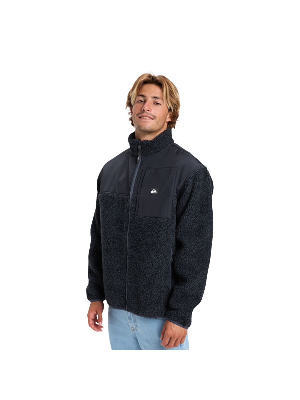 Shallow Water Fz Erkek Siyah Polar Fermuarlı Sweatshirt-1