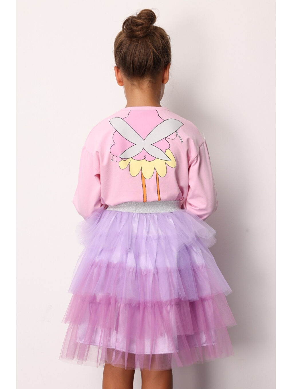 Pembe Peri Kızı Baskılı Kız Çocuk Tişört-2