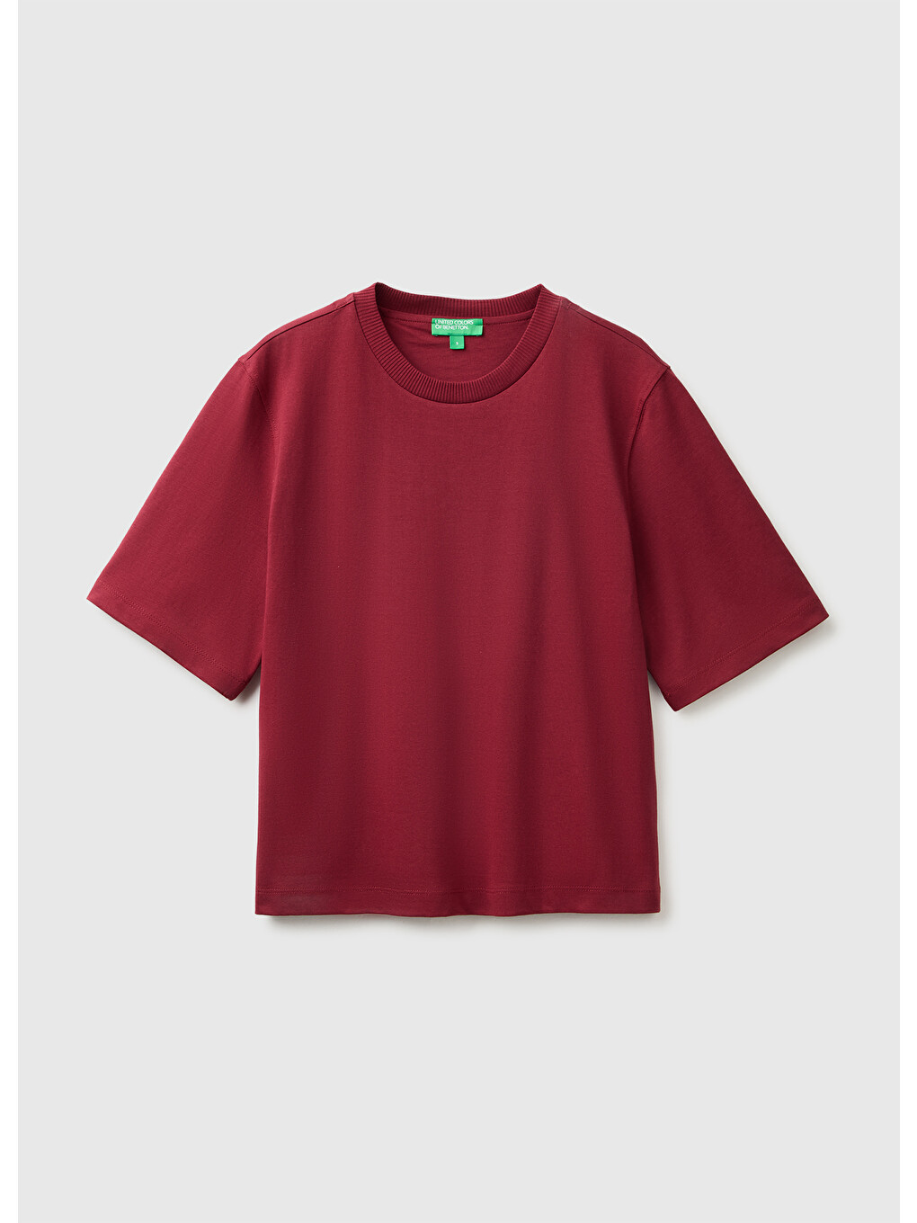 Kadın Mürdüm %100 Pamuk Boxy Fit T-shirt