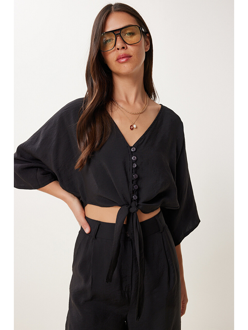 Siyah Modal Bluz Pantolon Takım SİYAH LBV0069-3