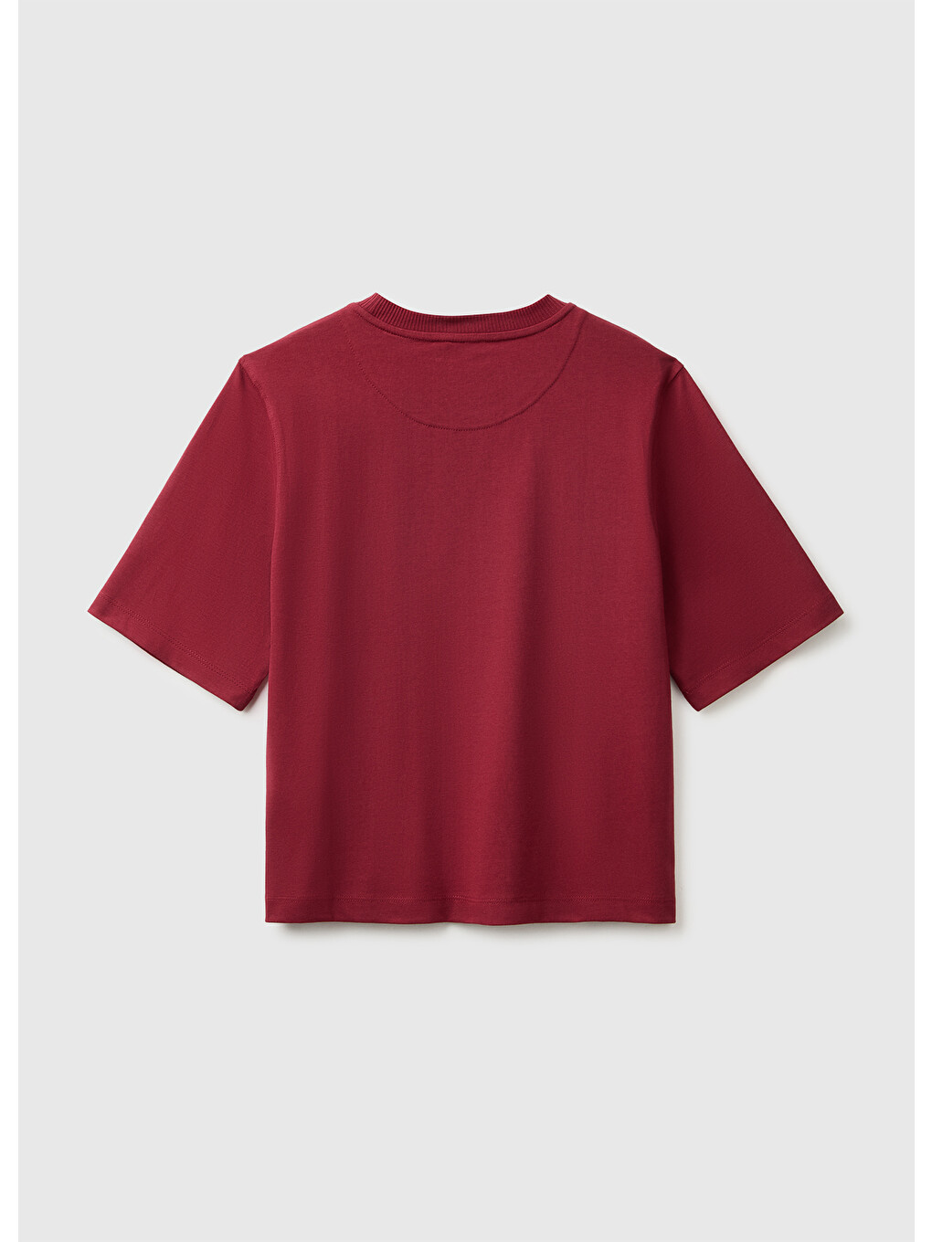 Kadın Mürdüm %100 Pamuk Boxy Fit T-shirt-1