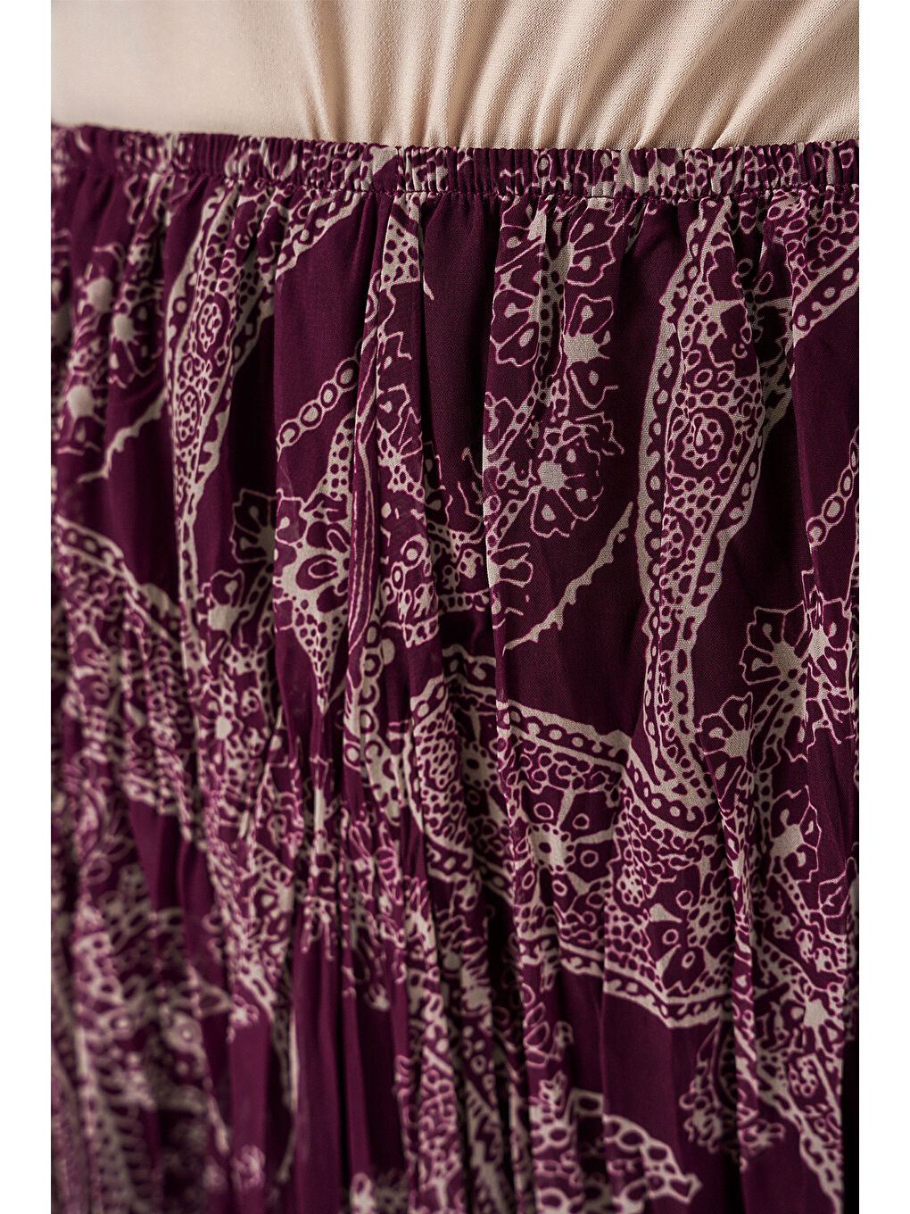 Kadın Asimetrik Tül Şifon Etek 8061 - Mürdüm-4