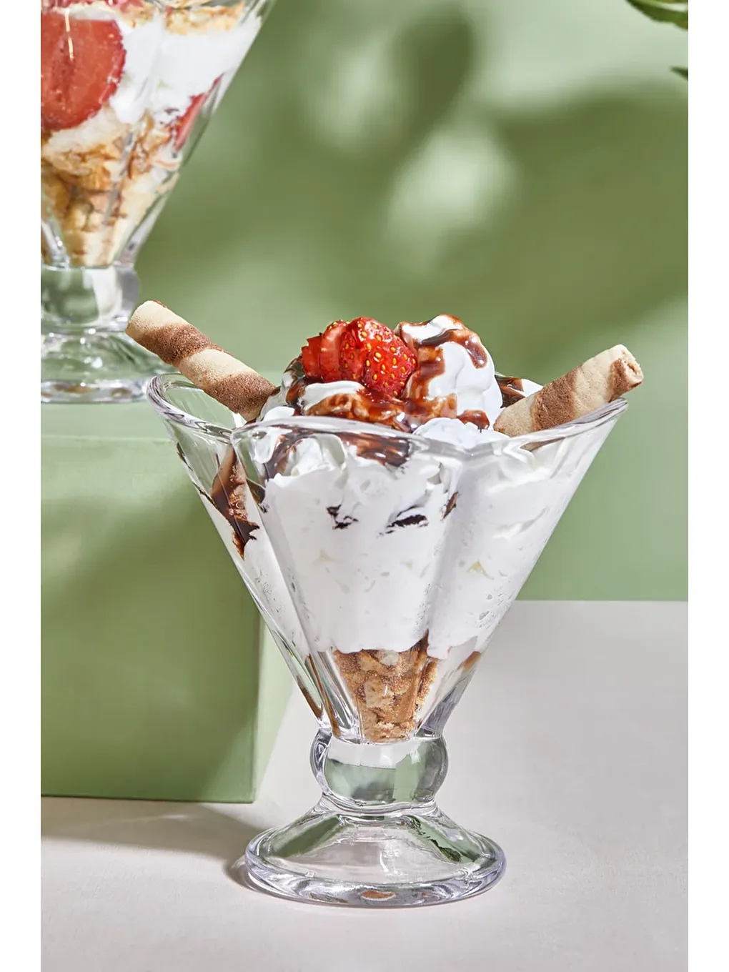 Renksiz Orion 2 Parça Cam Magnolya/Puding/Tatlı/Dondurma Kasesi-2