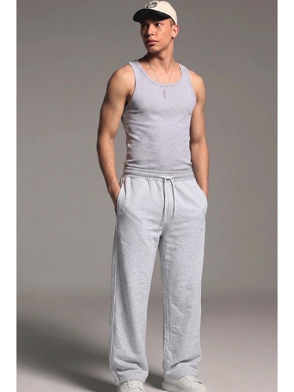 Erkek Premium Comfort Baskılı Bol A.gri Eşofman Altı