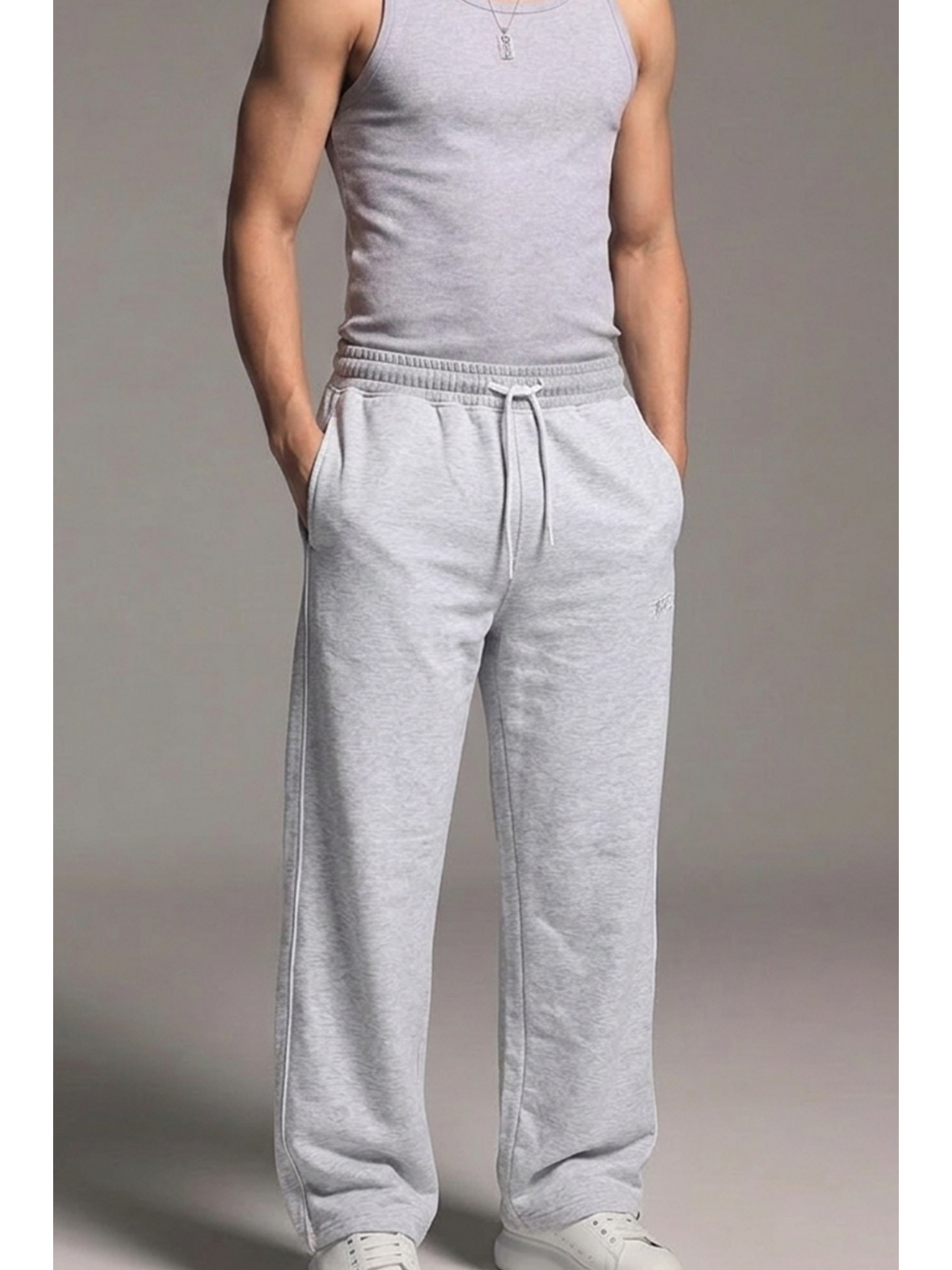 Erkek Premium Comfort Baskılı Bol A.gri Eşofman Altı-4