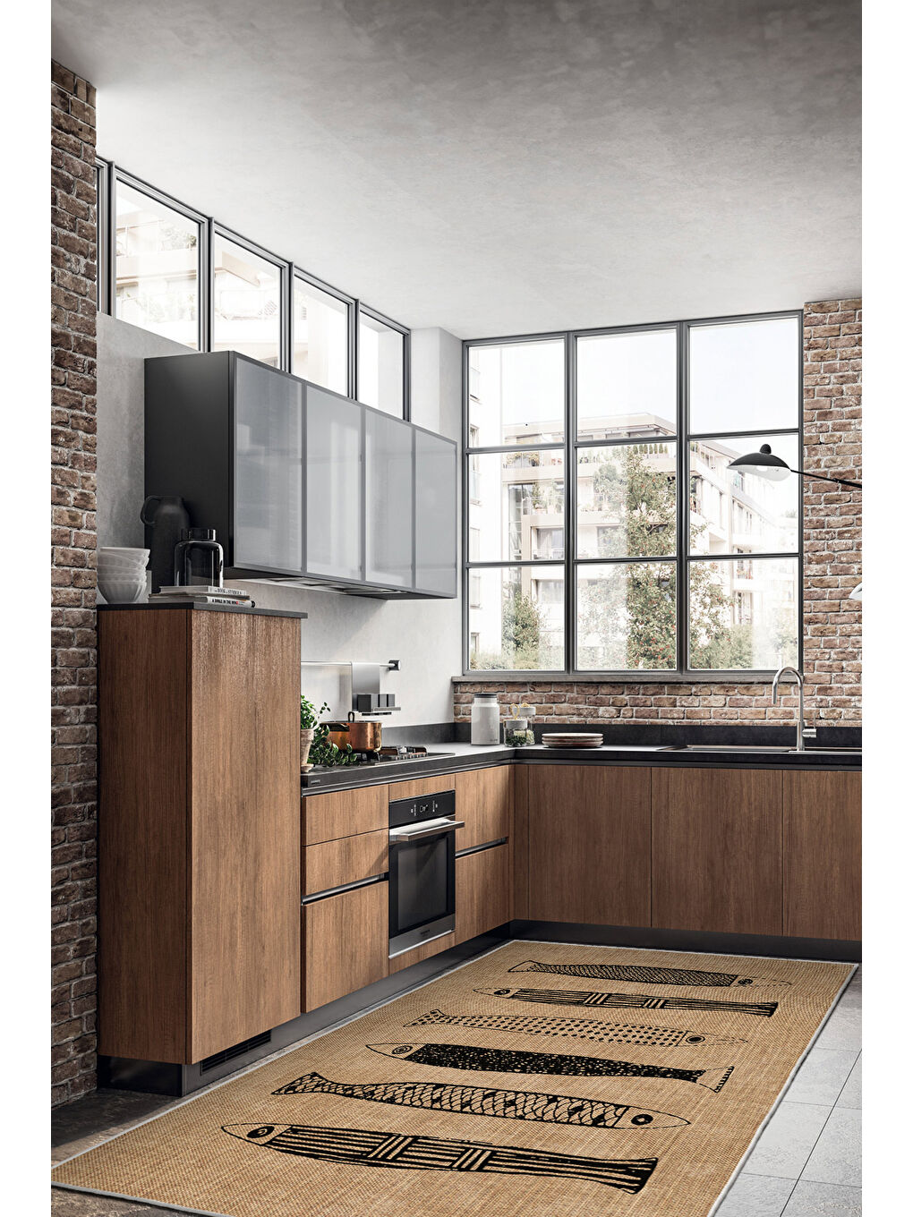 Kahverengi Dekoratif Özel Tasarım Yıkanabilir İnce Kaymaz Tabanlı Modern Halı KECE FR40-1