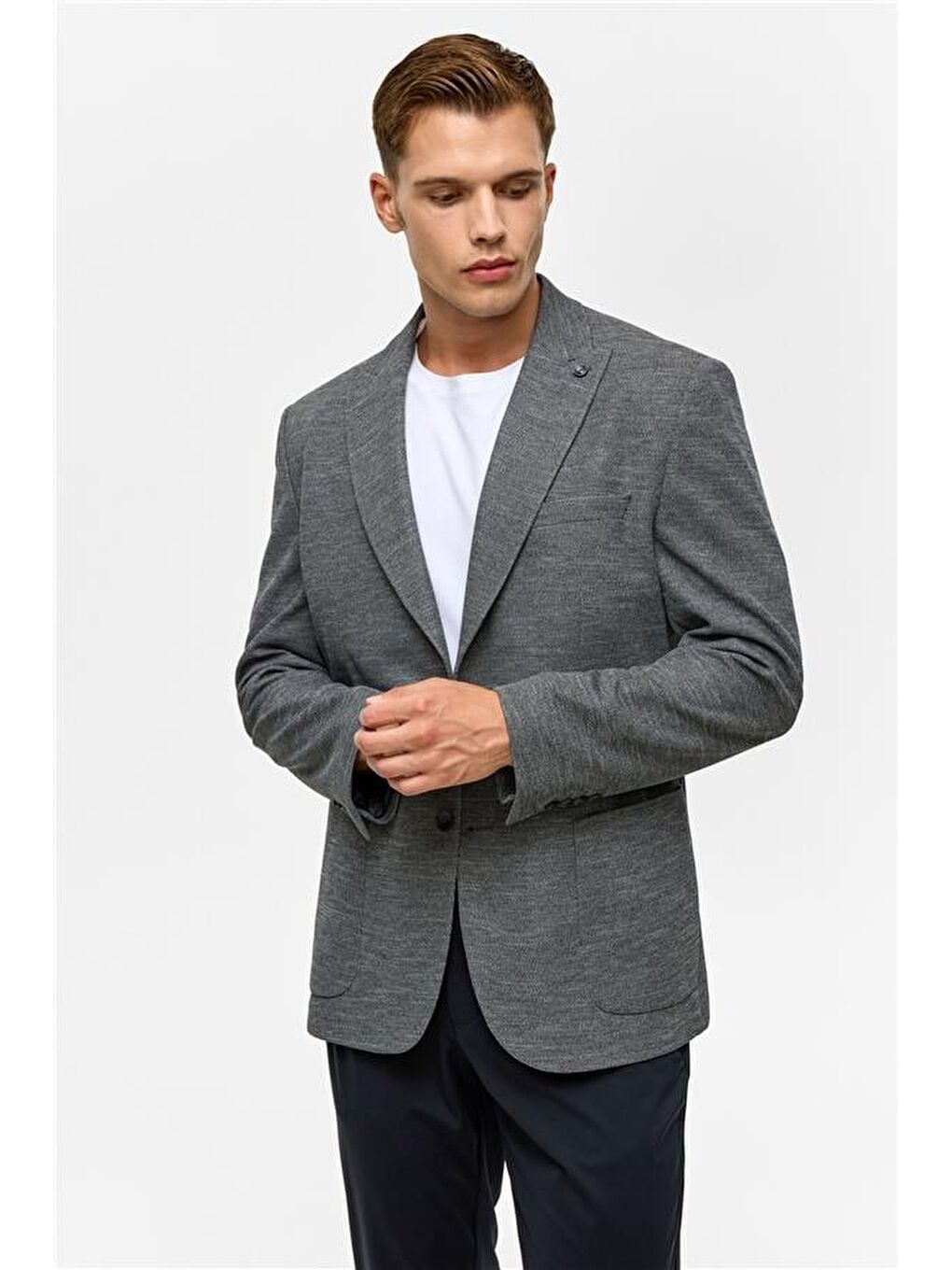 Antrasit Regular Desenli Mono Yaka 6 Drop Ceket-1