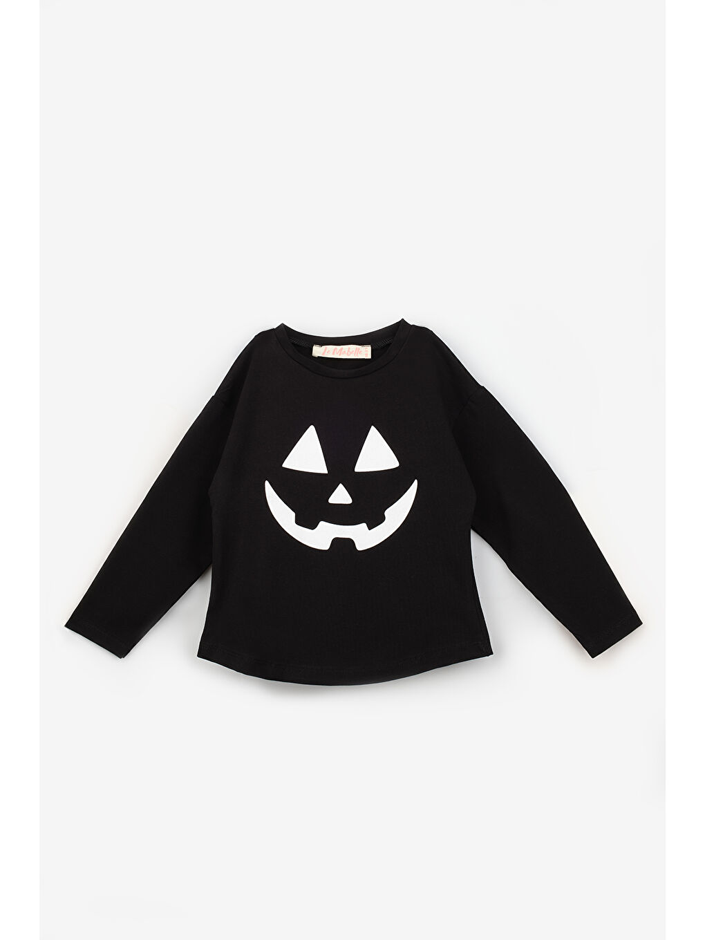 Siyah Bal Kabağı Baskılı Kız Çocuk Tişört-3