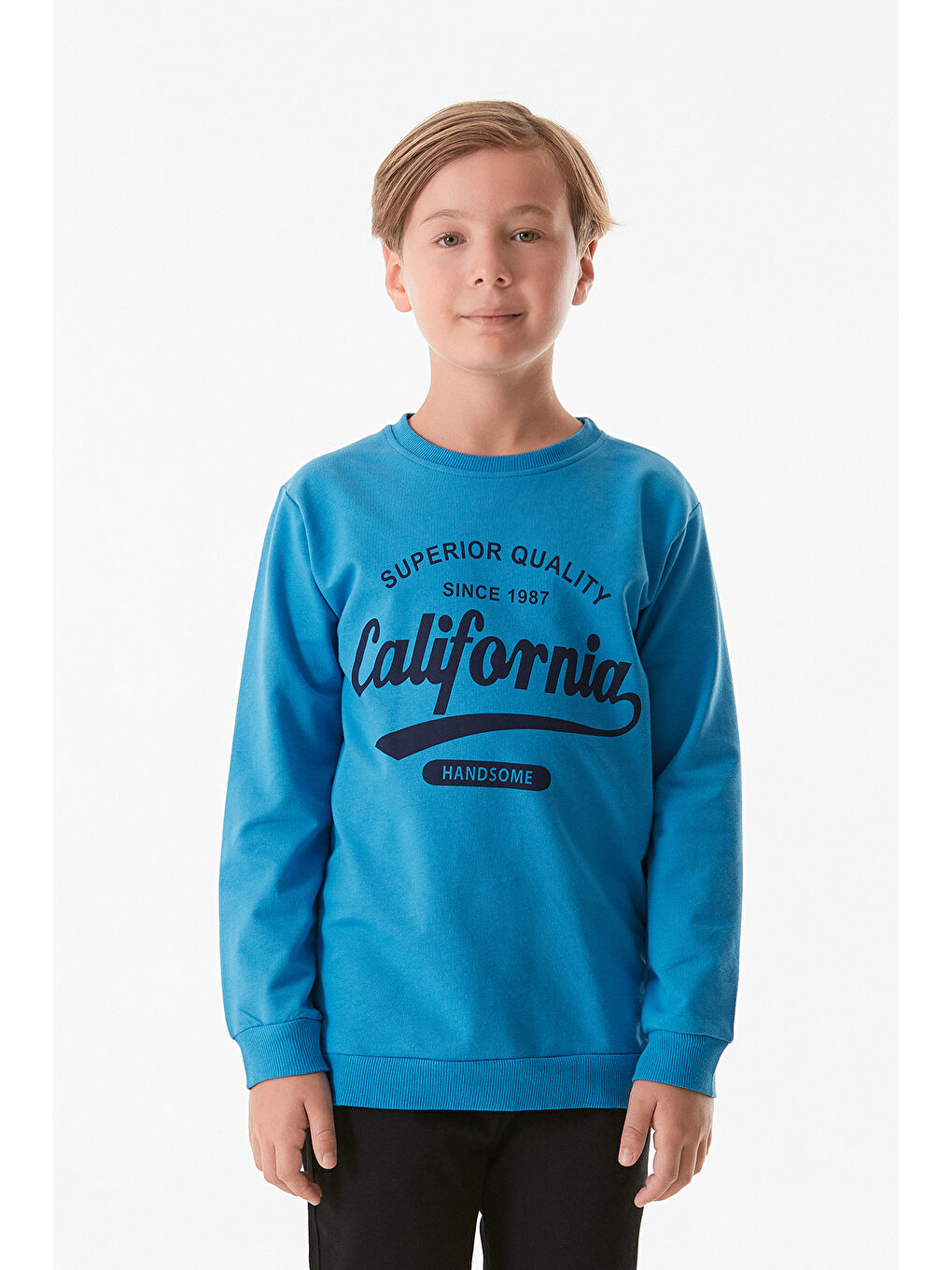 Fullamoda Mavi California Baskılı Erkek Çocuk Sweatshirt - 1