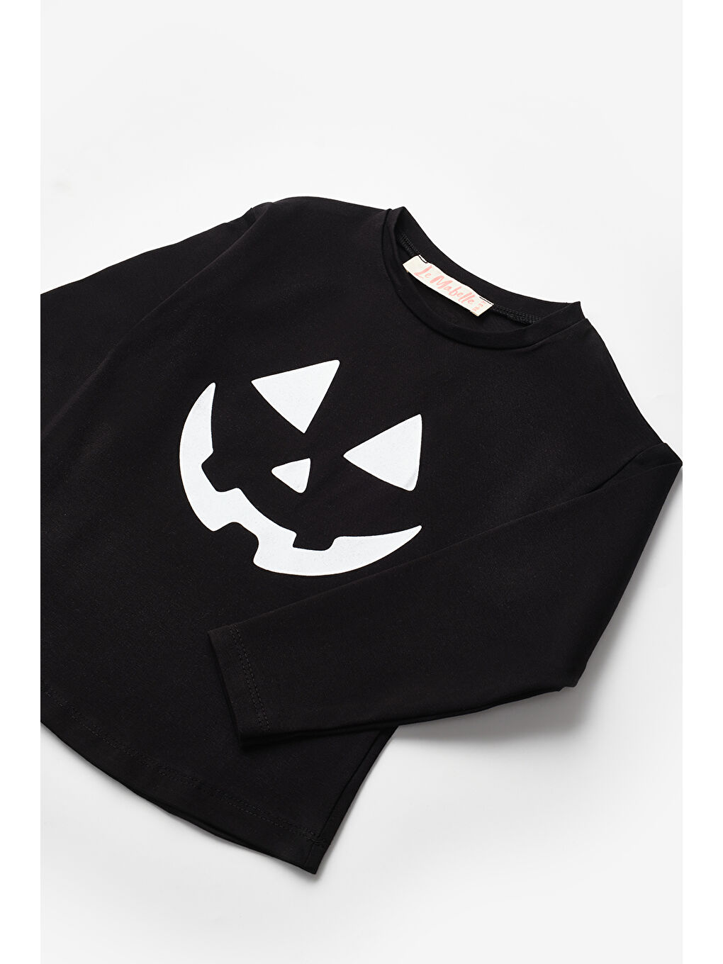 Siyah Bal Kabağı Baskılı Kız Çocuk Tişört-5