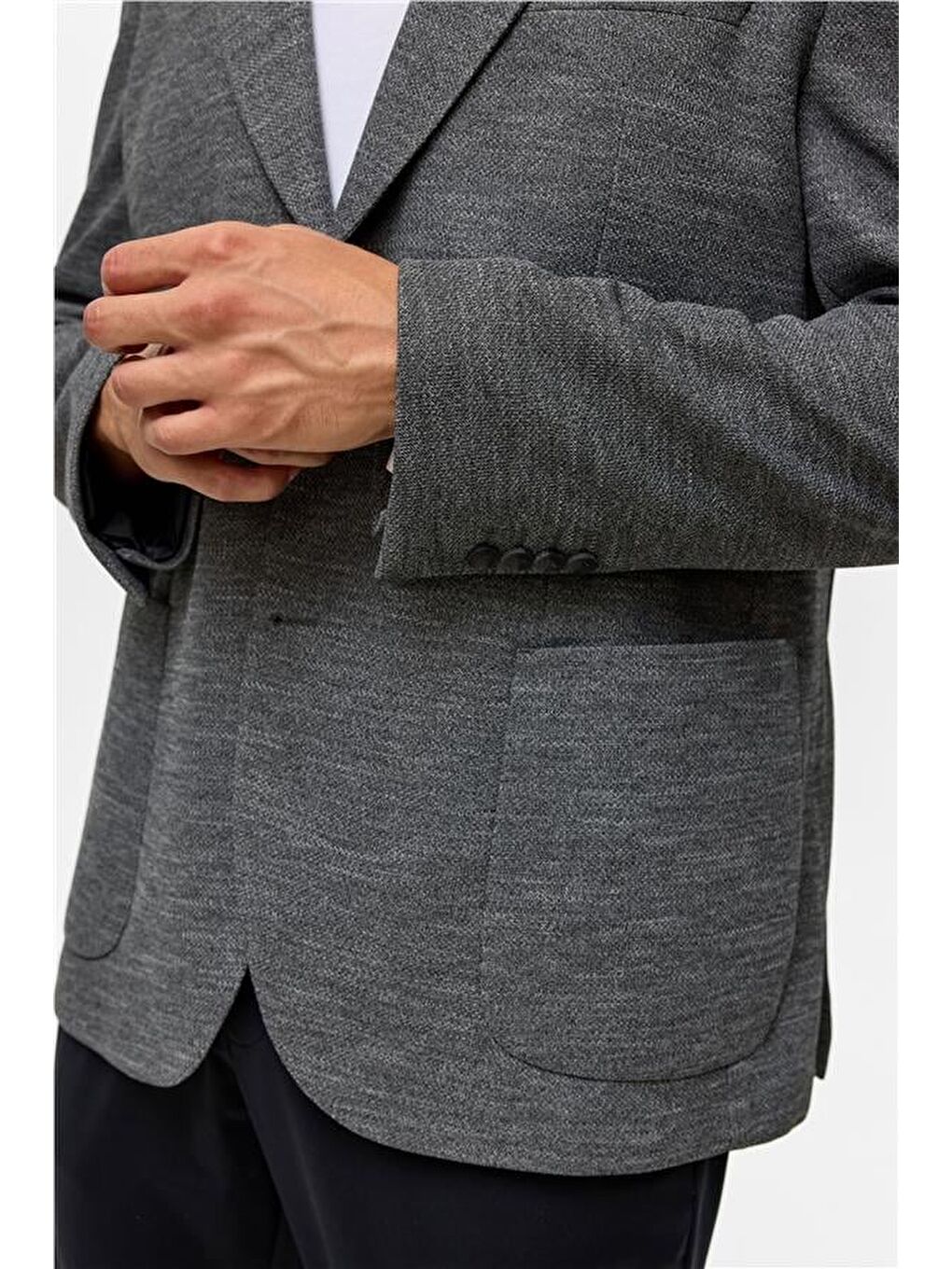 Antrasit Regular Desenli Mono Yaka 6 Drop Ceket-6
