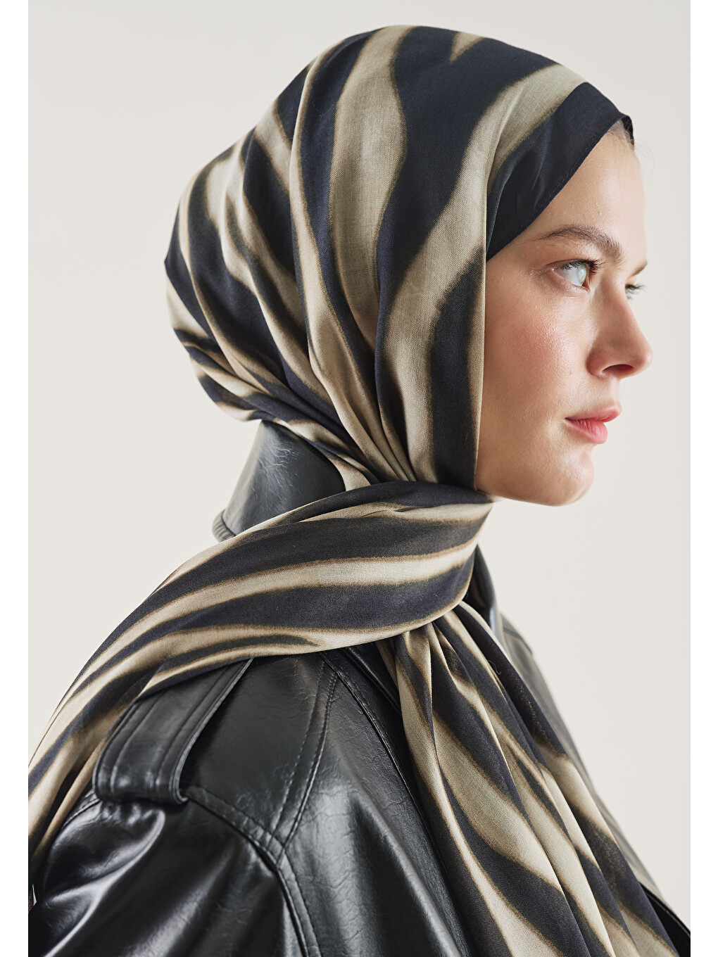Zebra Desen Rami Şal Siyah-3
