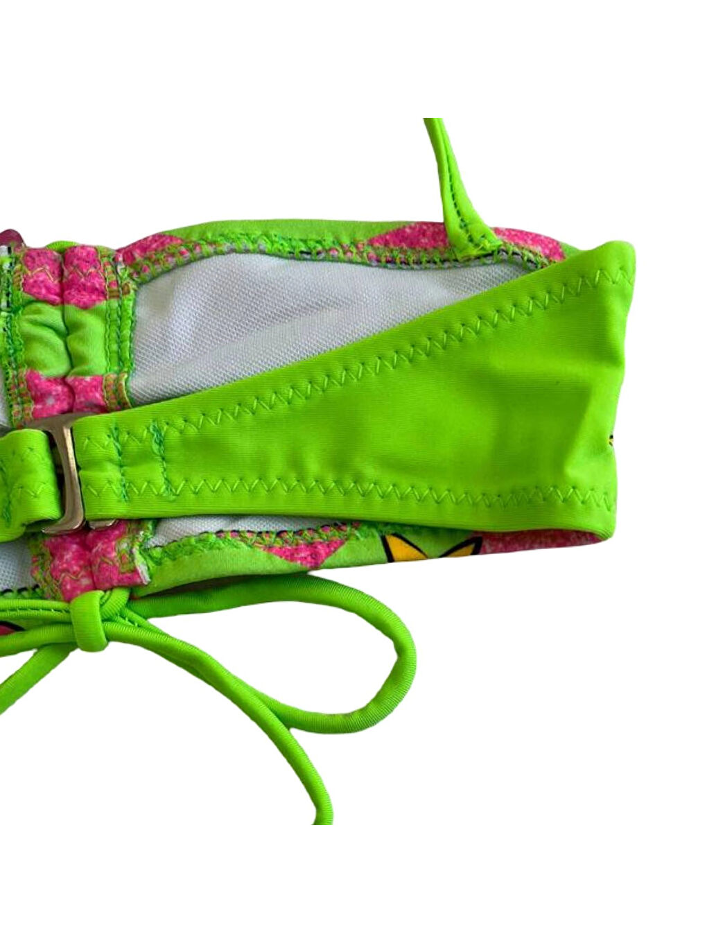 Kız Çocuk Neon Yeşil Desenli 2-8 Yaş Straplez Bikini Takım HZL24S-LC3658-2