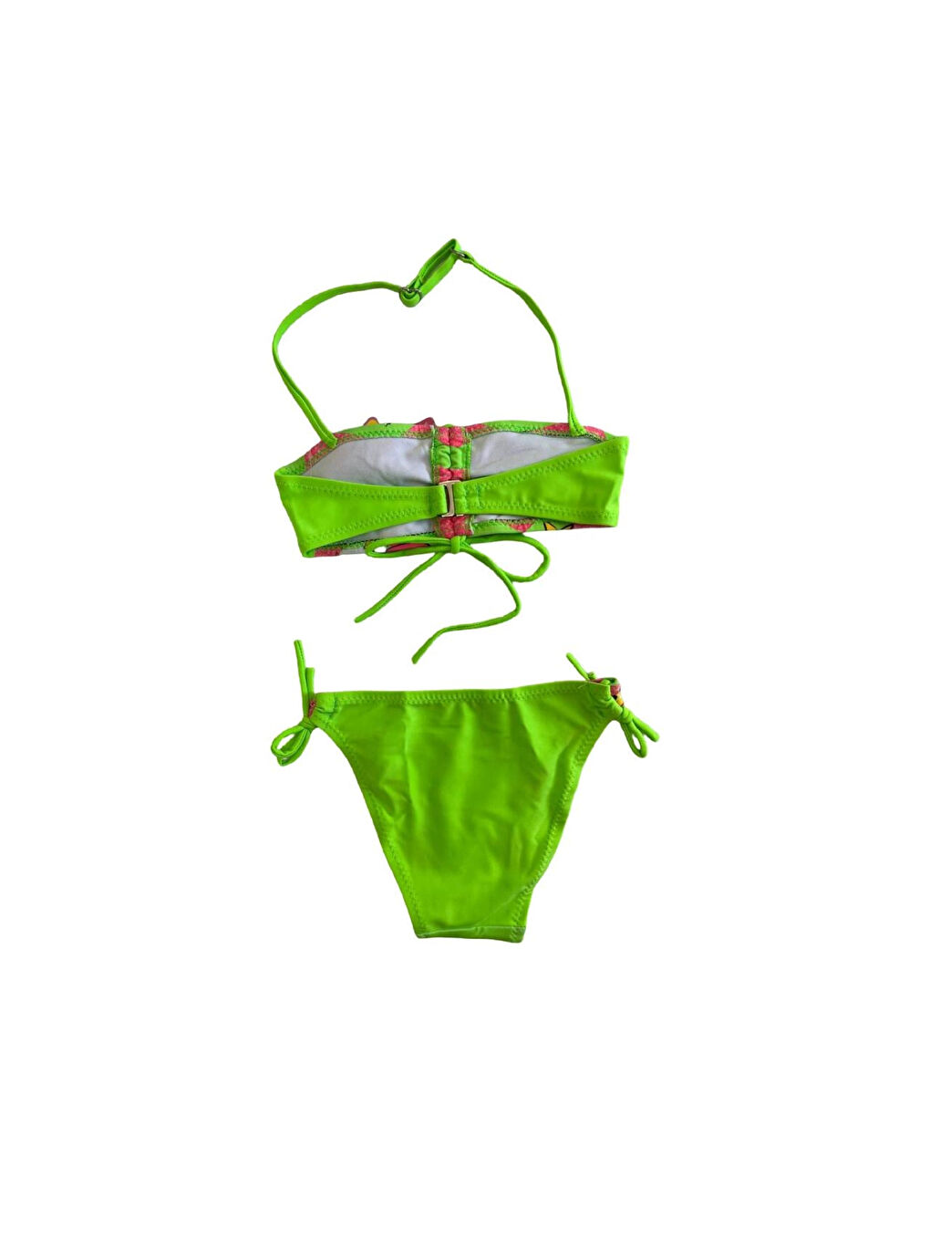 Kız Çocuk Neon Yeşil Desenli 2-8 Yaş Straplez Bikini Takım HZL24S-LC3658-3