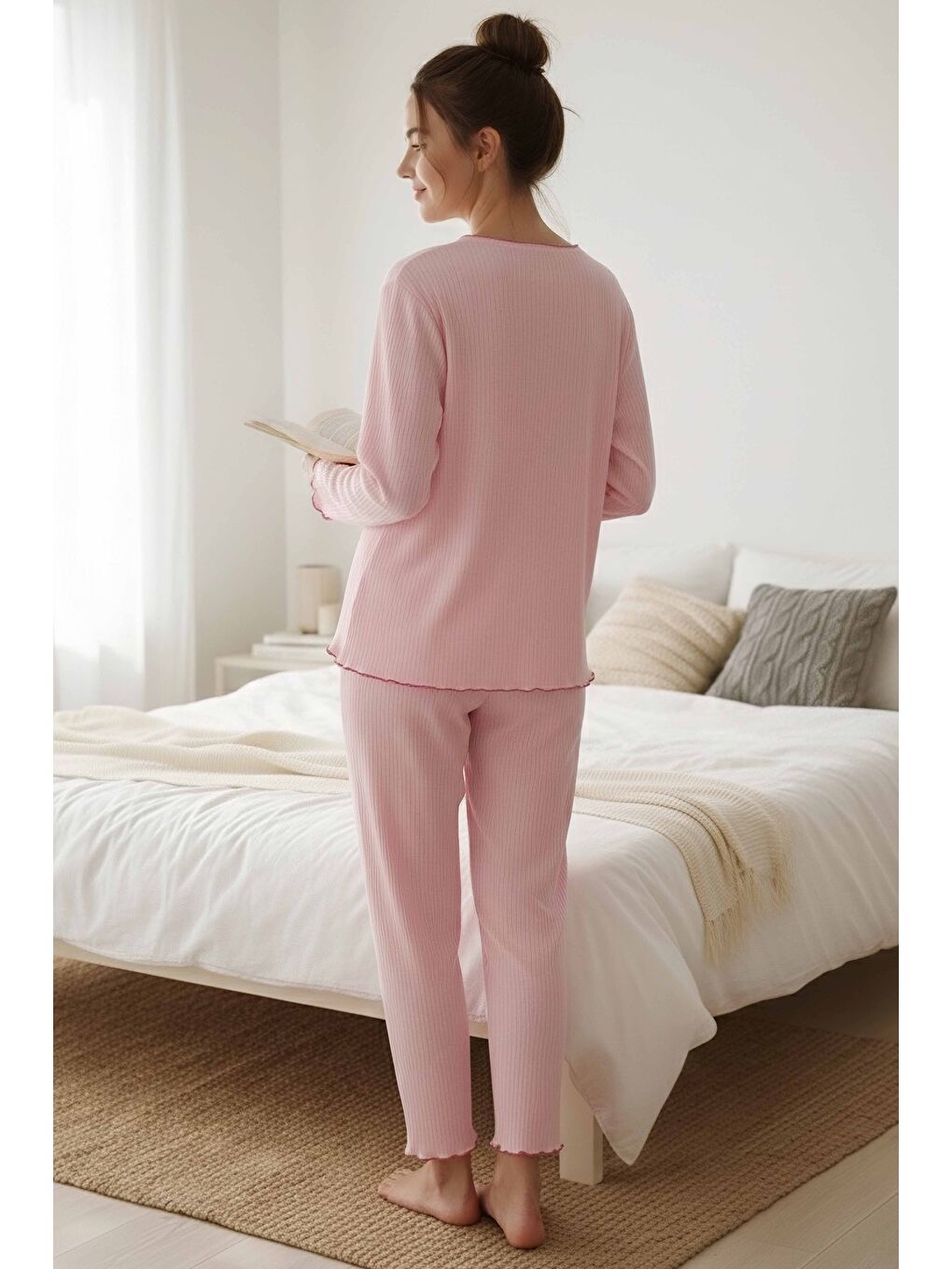 Fitilli Pijama Takımı Pembe - 28069-PEMBE-1