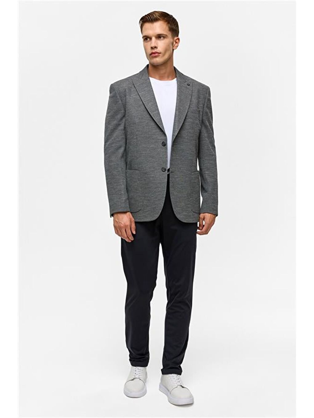 Antrasit Regular Desenli Mono Yaka 6 Drop Ceket-9