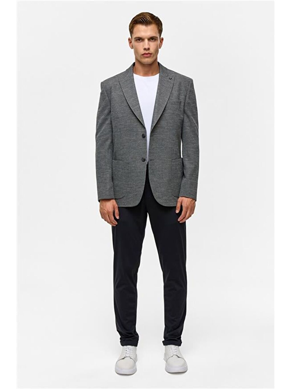 Antrasit Regular Desenli Mono Yaka 6 Drop Ceket-10