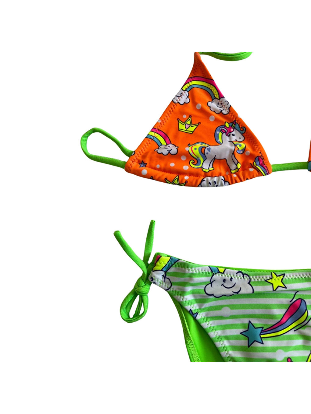 Kız Çocuk Turuncu Yeşil Temalı Bikini Takım HZL25S-LC19049-1