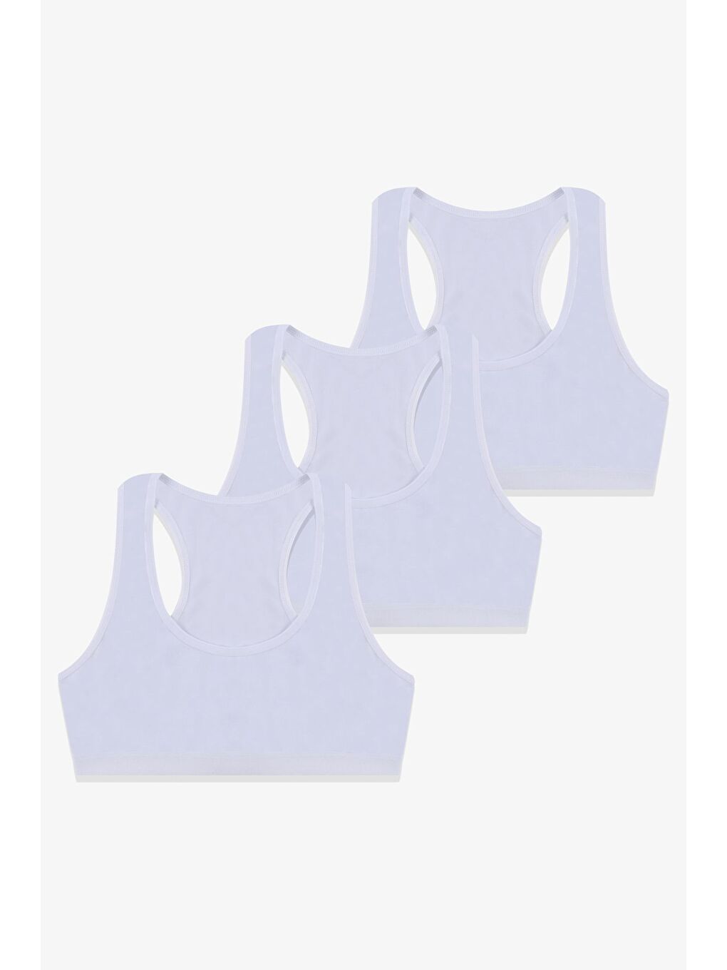 Beyaz Kadın 3'lü Kalın Askılı Yarım Büstiyer