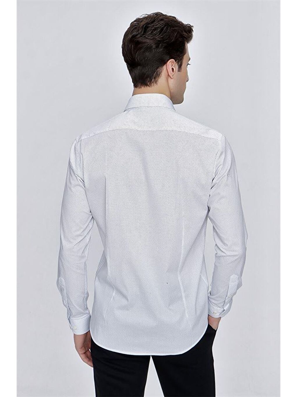 Beyaz Uzun Kol Klasik Slim Fit Pamuklu Elastanlı Gömlek 1004225214-6
