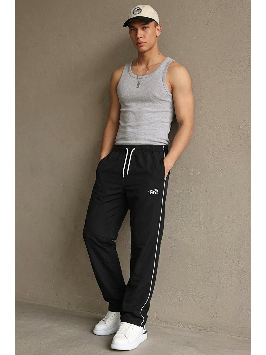 Erkek Premium Comfort Baskılı Bol Lacivert Eşofman Altı-2