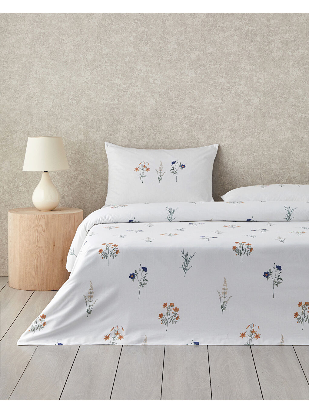 Meadow Magic Pamuk Çift Kişilik Nevresim Takımı 200x220 cm Turuncu-Mavi