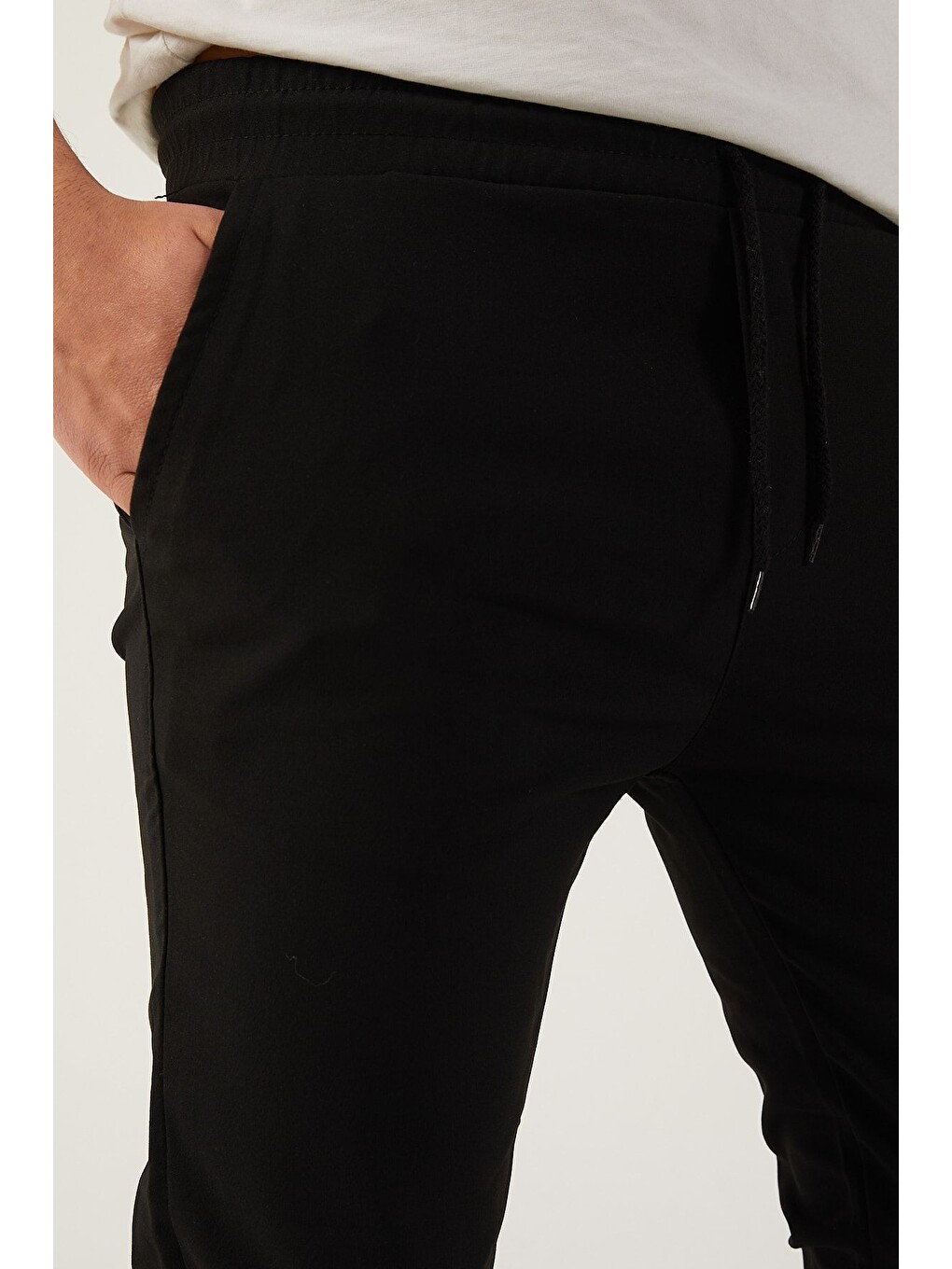 Siyah Erkek Dar Kalıp Duble Paça Jogger Pantolon-1